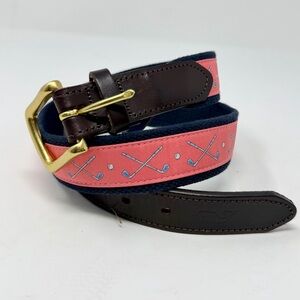 VINEYARD VINES Men’s Canvas Club Belt Pink Golf Clubs Pattern Size 34